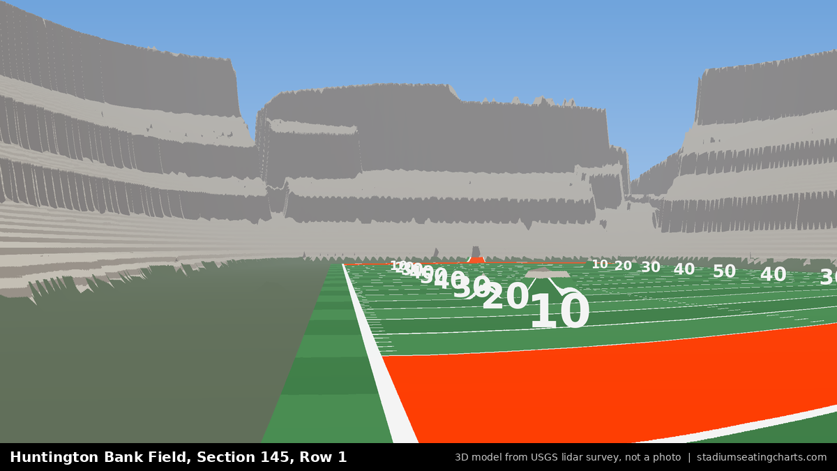 View from Huntington Bank Field Section 145, Row 1, looking toward the field