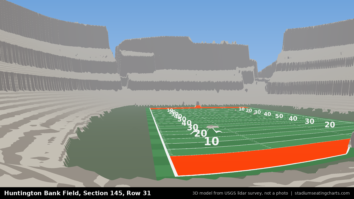 View from Huntington Bank Field Section 145, Row 31, looking toward the field
