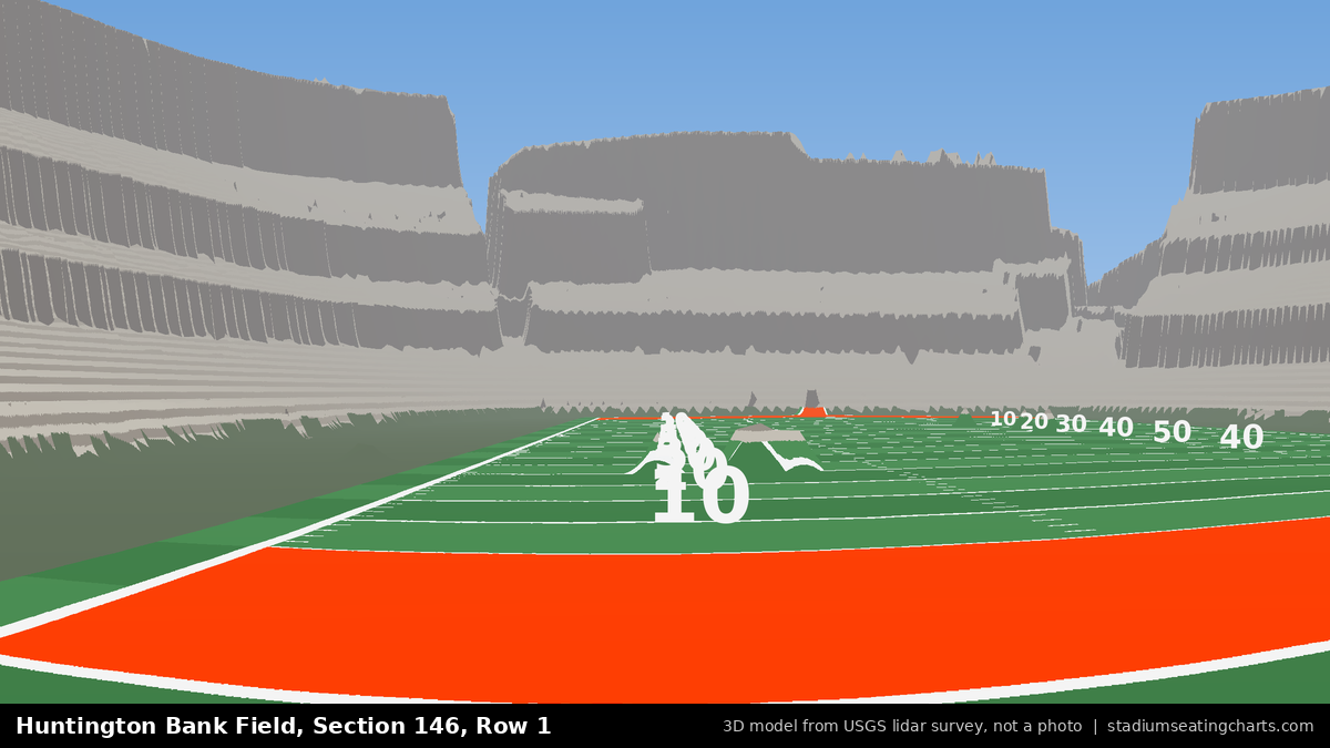 View from Huntington Bank Field Section 146, Row 1, looking toward the field