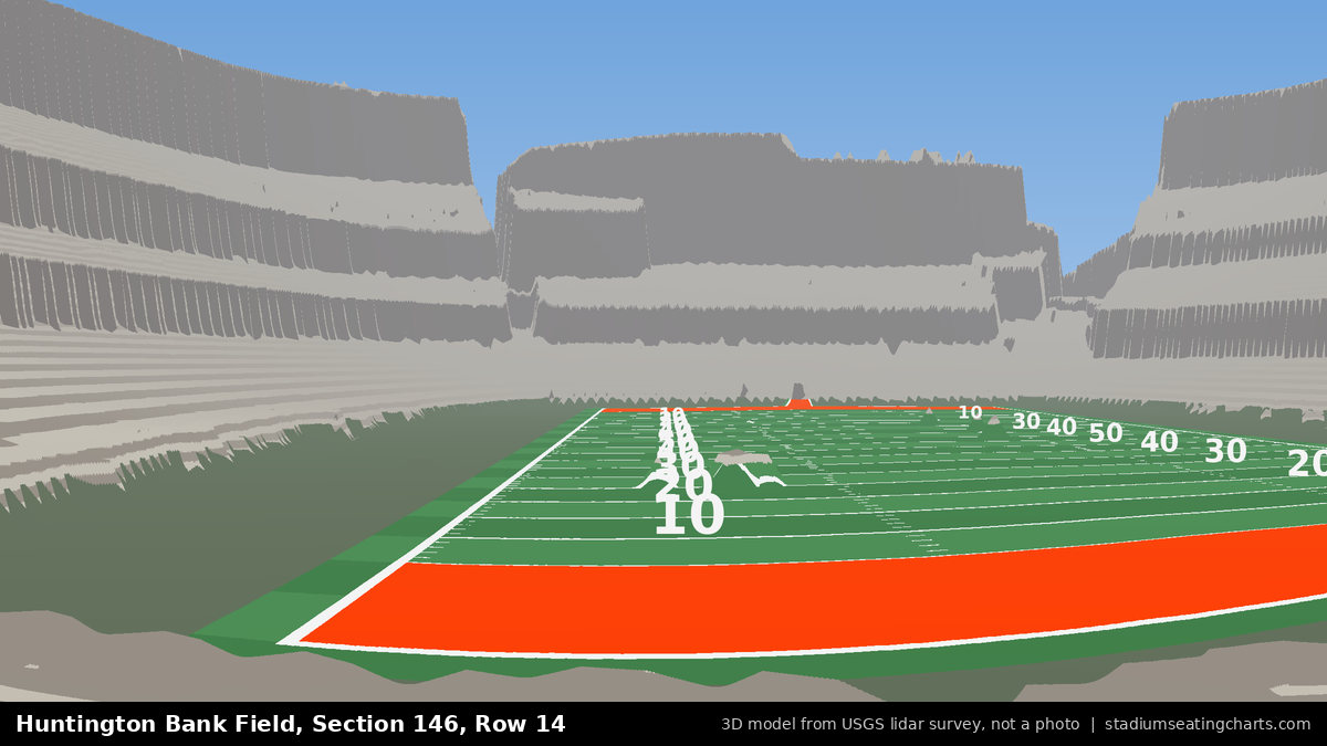 View from Huntington Bank Field Section 146, Row 14, looking toward the field