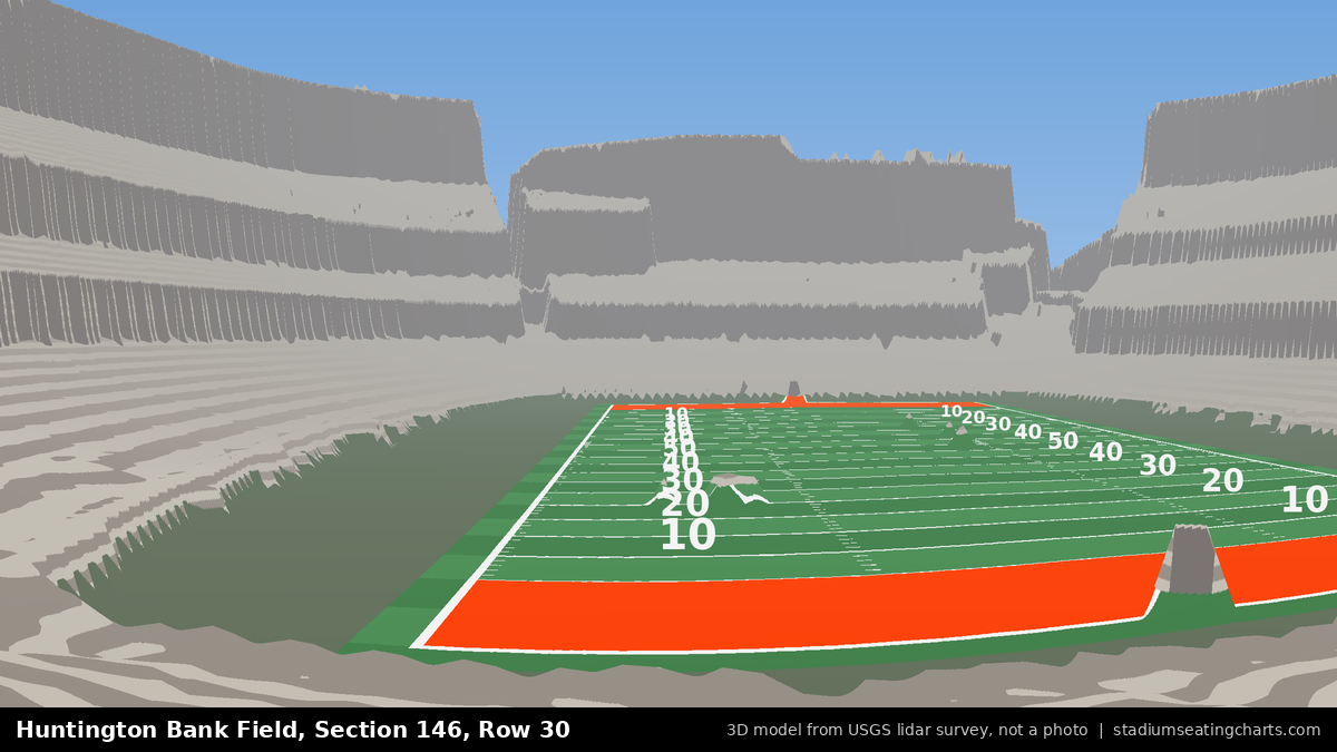 View from Huntington Bank Field Section 146, Row 30, looking toward the field