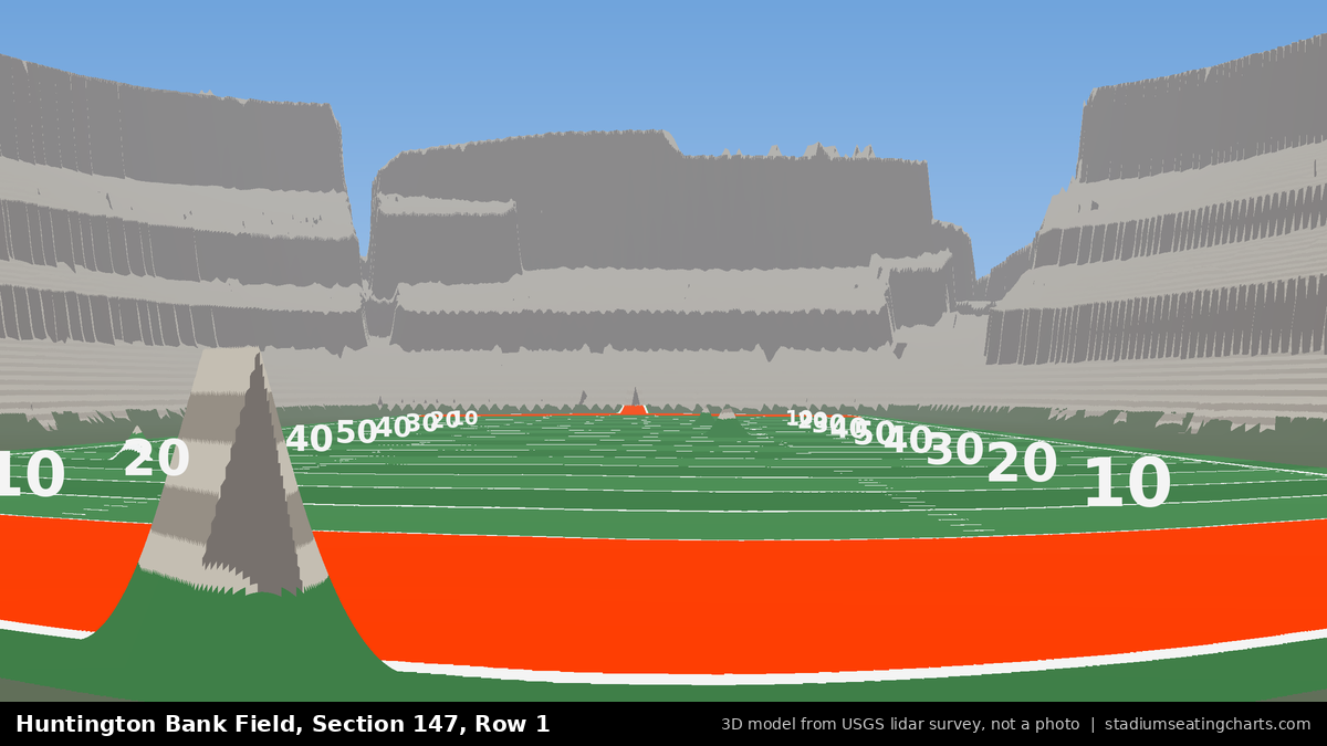 View from Huntington Bank Field Section 147, Row 1, looking toward the field