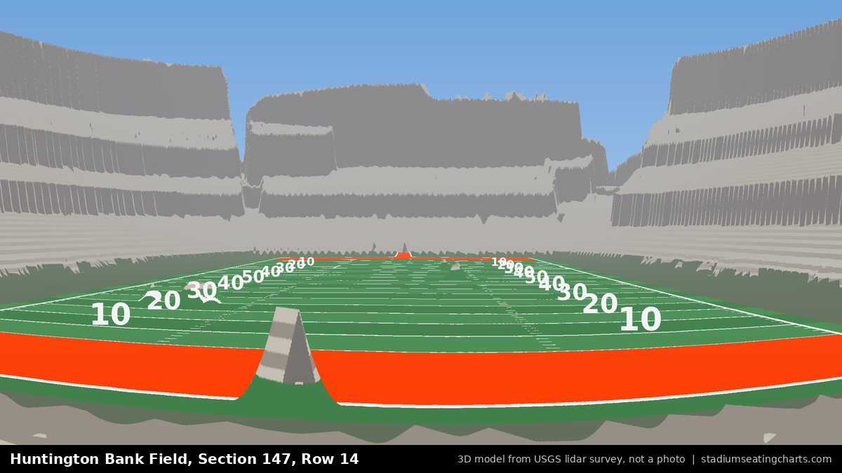 View from Huntington Bank Field Section 147, Row 14, looking toward the field