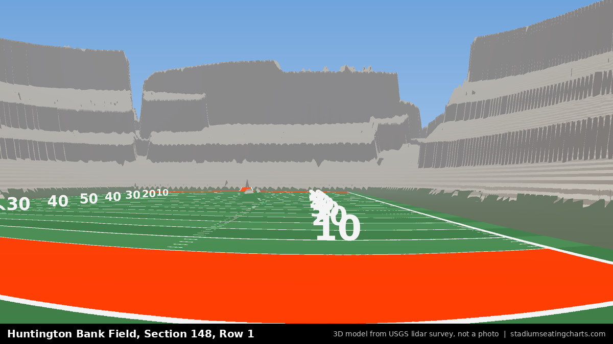 View from Huntington Bank Field Section 148, Row 1, looking toward the field