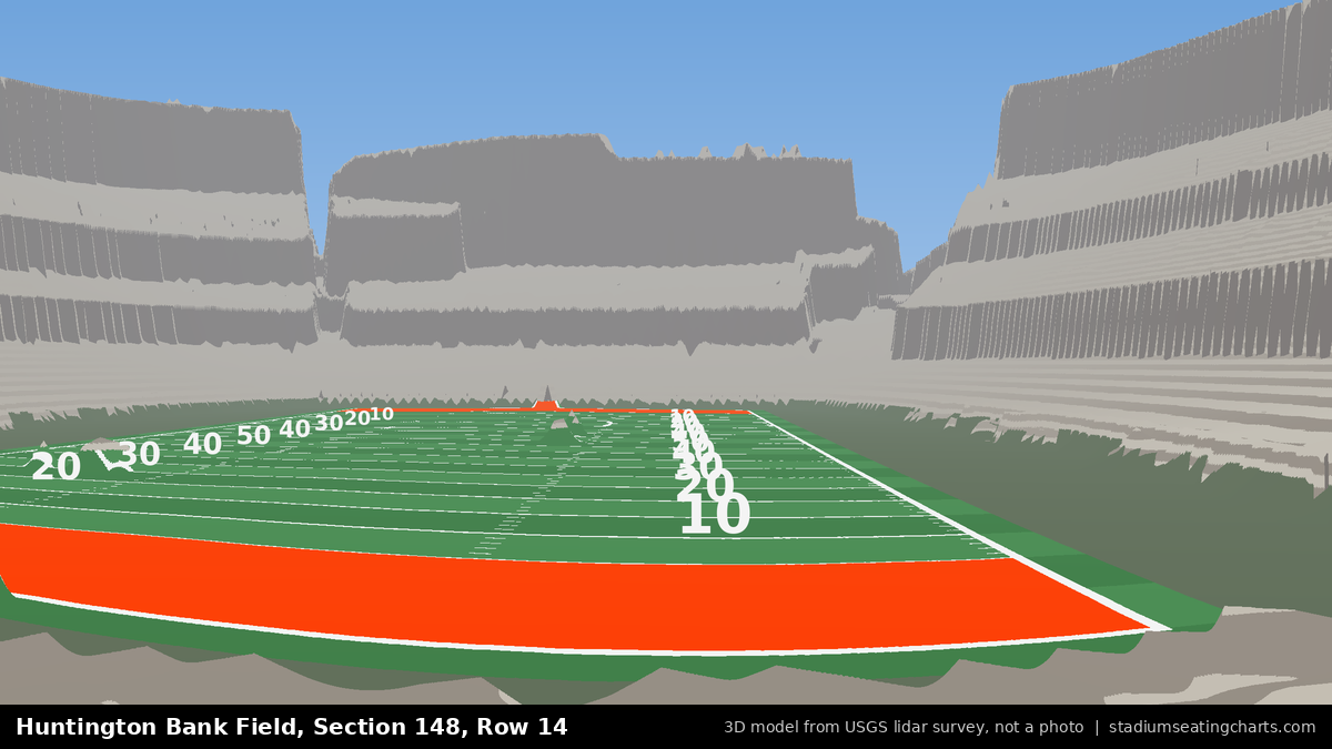 View from Huntington Bank Field Section 148, Row 14, looking toward the field