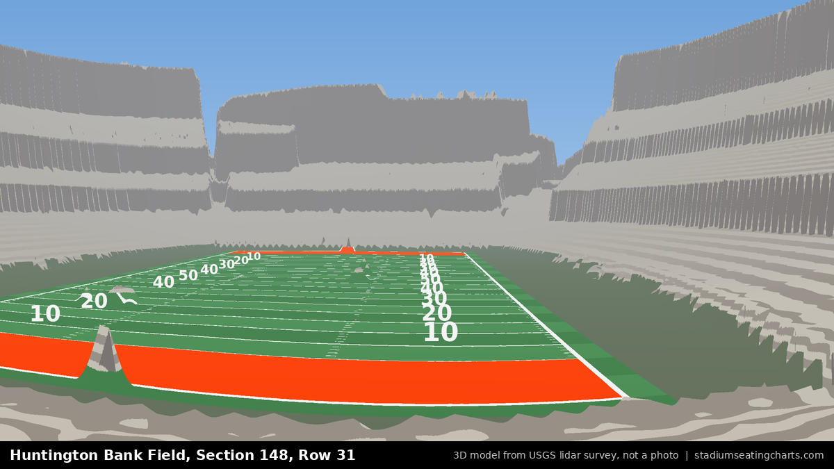 View from Huntington Bank Field Section 148, Row 31, looking toward the field