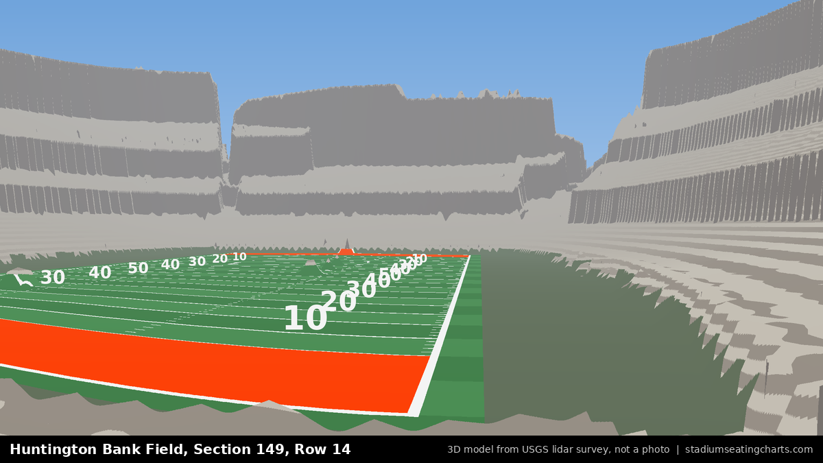 View from Huntington Bank Field Section 149, Row 14, looking toward the field