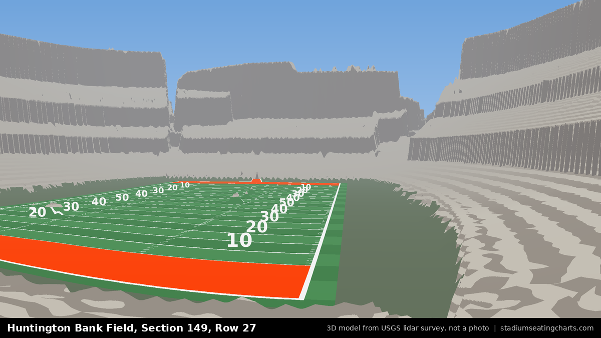 View from Huntington Bank Field Section 149, Row 27, looking toward the field