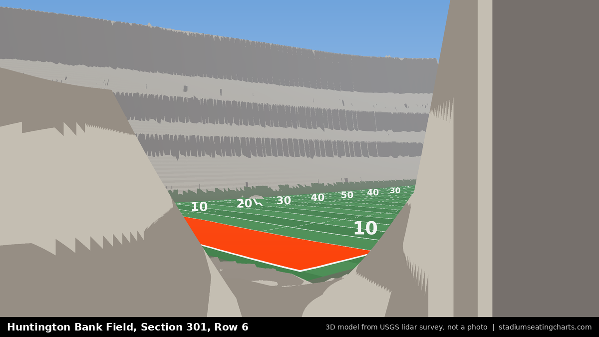 View from Huntington Bank Field Section 301, Row 6, looking toward the field