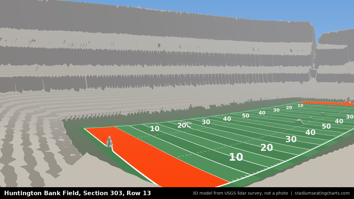 View from Huntington Bank Field Section 303, Row 13, looking toward the field