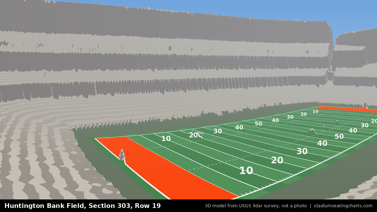 View from Huntington Bank Field Section 303, Row 19, looking toward the field