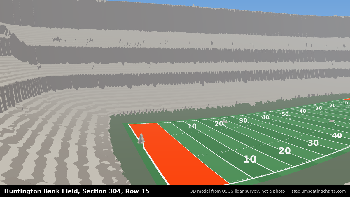 View from Huntington Bank Field Section 304, Row 15, looking toward the field