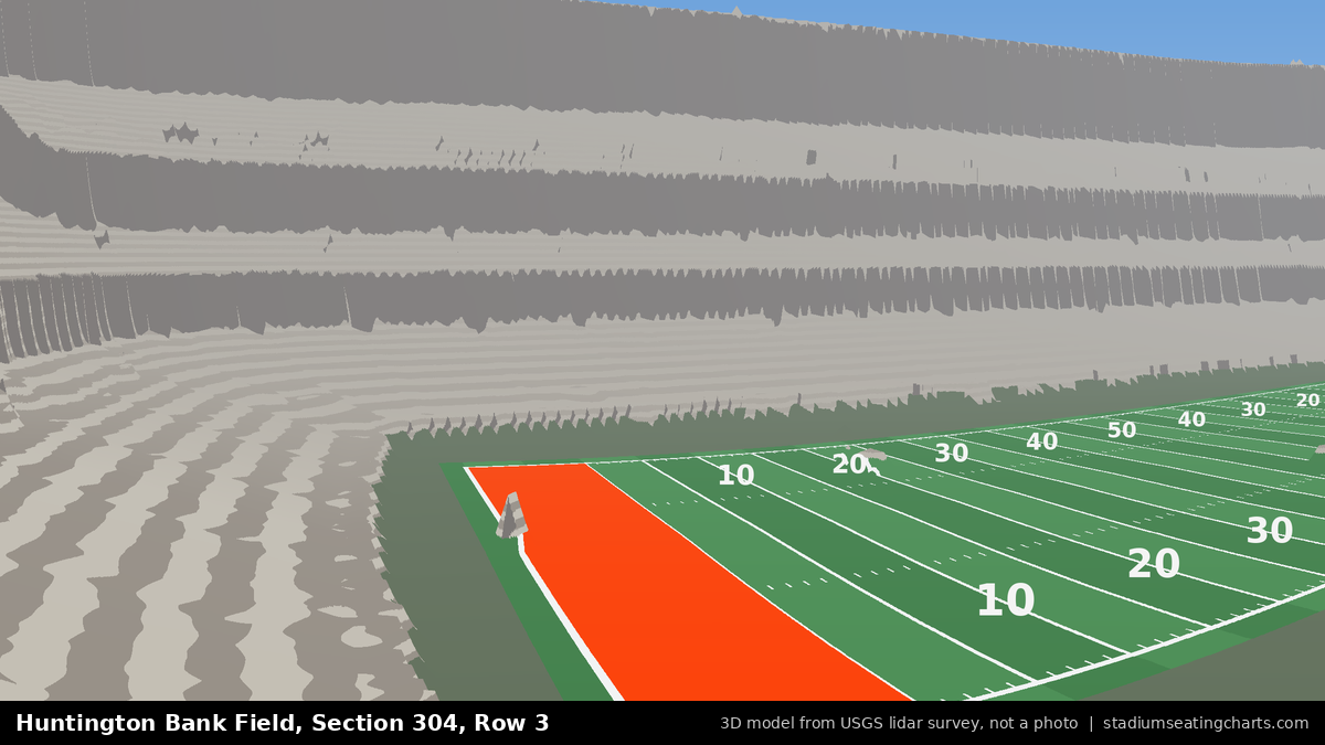 View from Huntington Bank Field Section 304, Row 3, looking toward the field