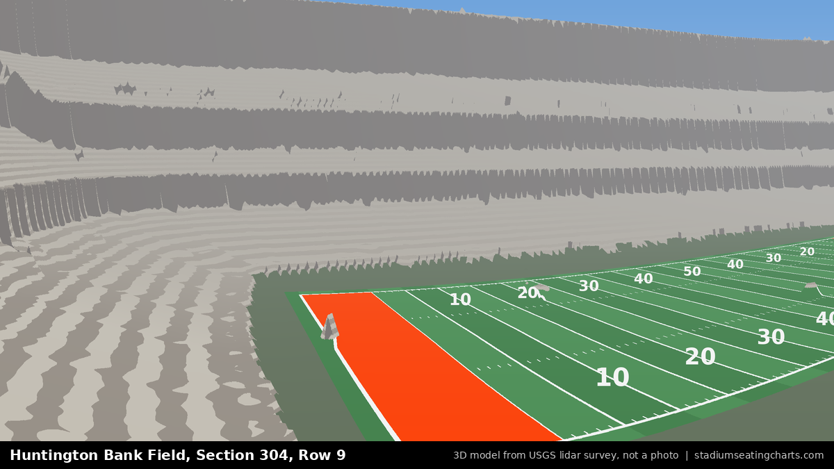 View from Huntington Bank Field Section 304, Row 9, looking toward the field