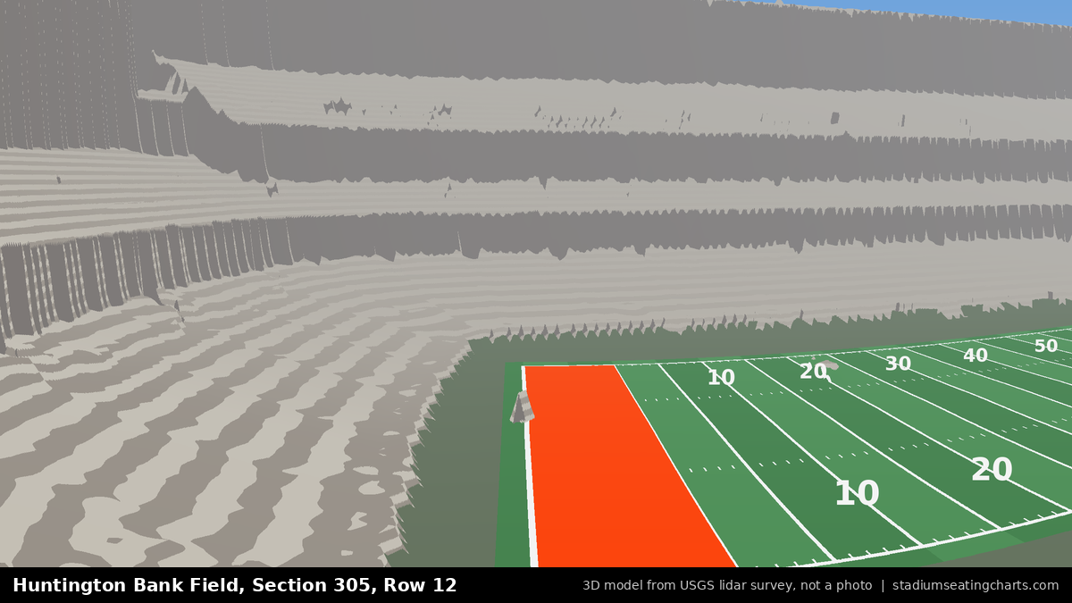 View from Huntington Bank Field Section 305, Row 12, looking toward the field
