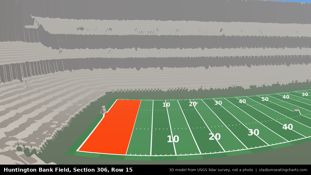 View from Huntington Bank Field Section 306, Row 15, looking toward the field