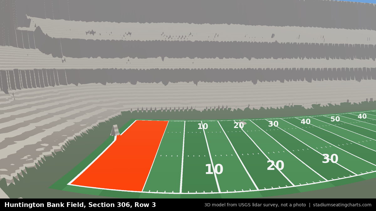 View from Huntington Bank Field Section 306, Row 3, looking toward the field
