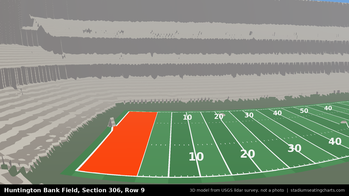 View from Huntington Bank Field Section 306, Row 9, looking toward the field