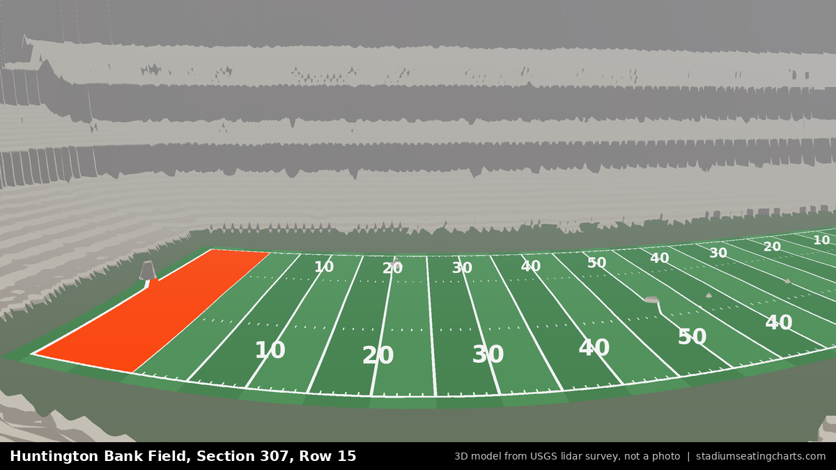 View from Huntington Bank Field Section 307, Row 15, looking toward the field