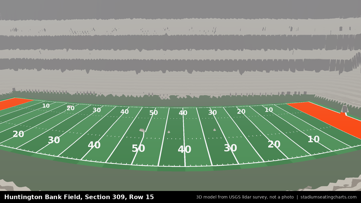 View from Huntington Bank Field Section 309, Row 15, looking toward the field