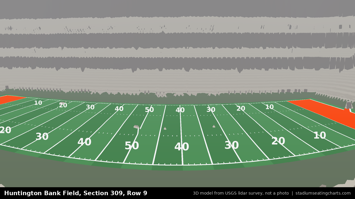 View from Huntington Bank Field Section 309, Row 9, looking toward the field