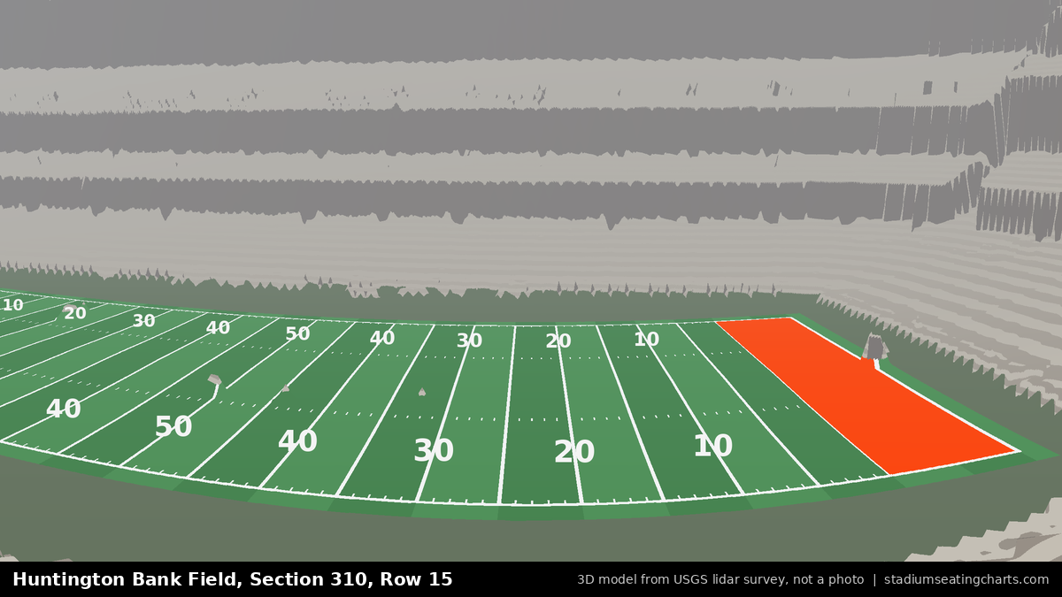 View from Huntington Bank Field Section 310, Row 15, looking toward the field