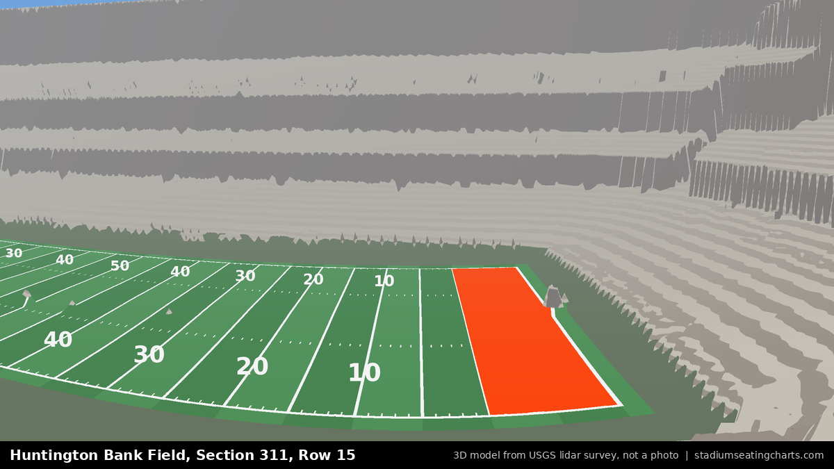 View from Huntington Bank Field Section 311, Row 15, looking toward the field