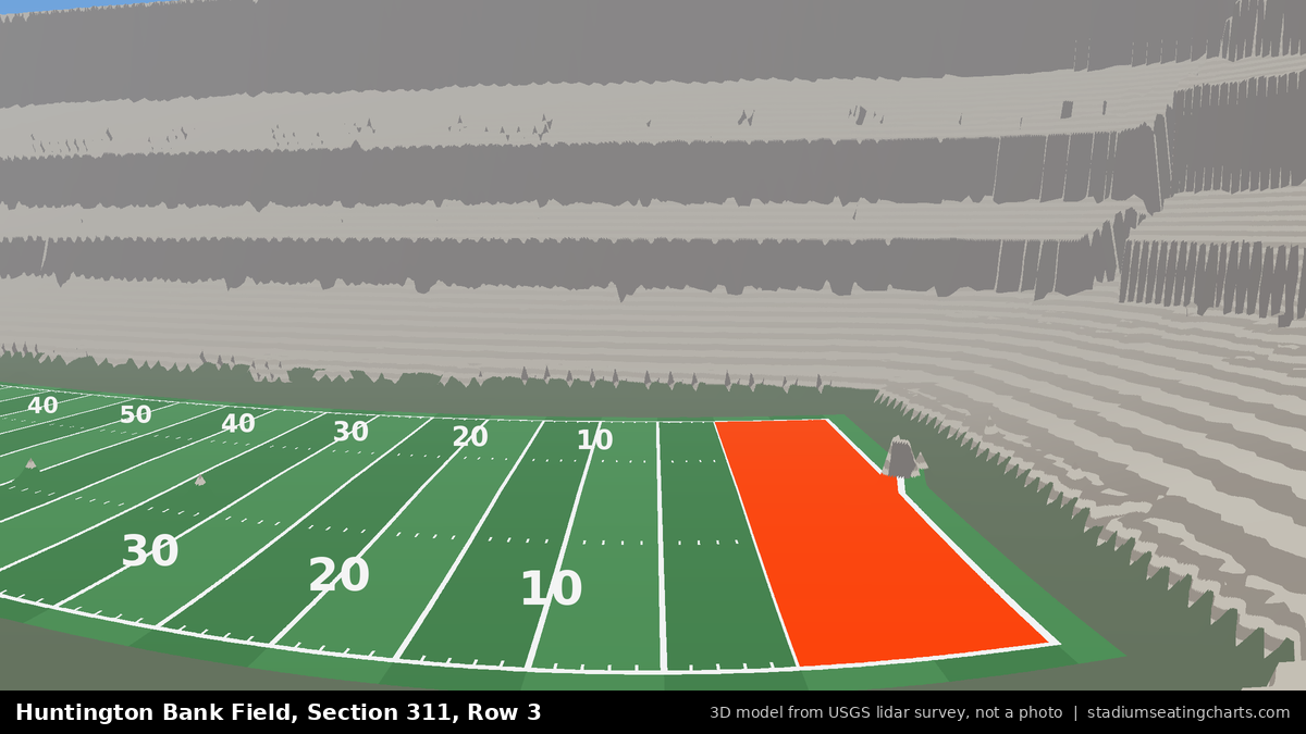 View from Huntington Bank Field Section 311, Row 3, looking toward the field