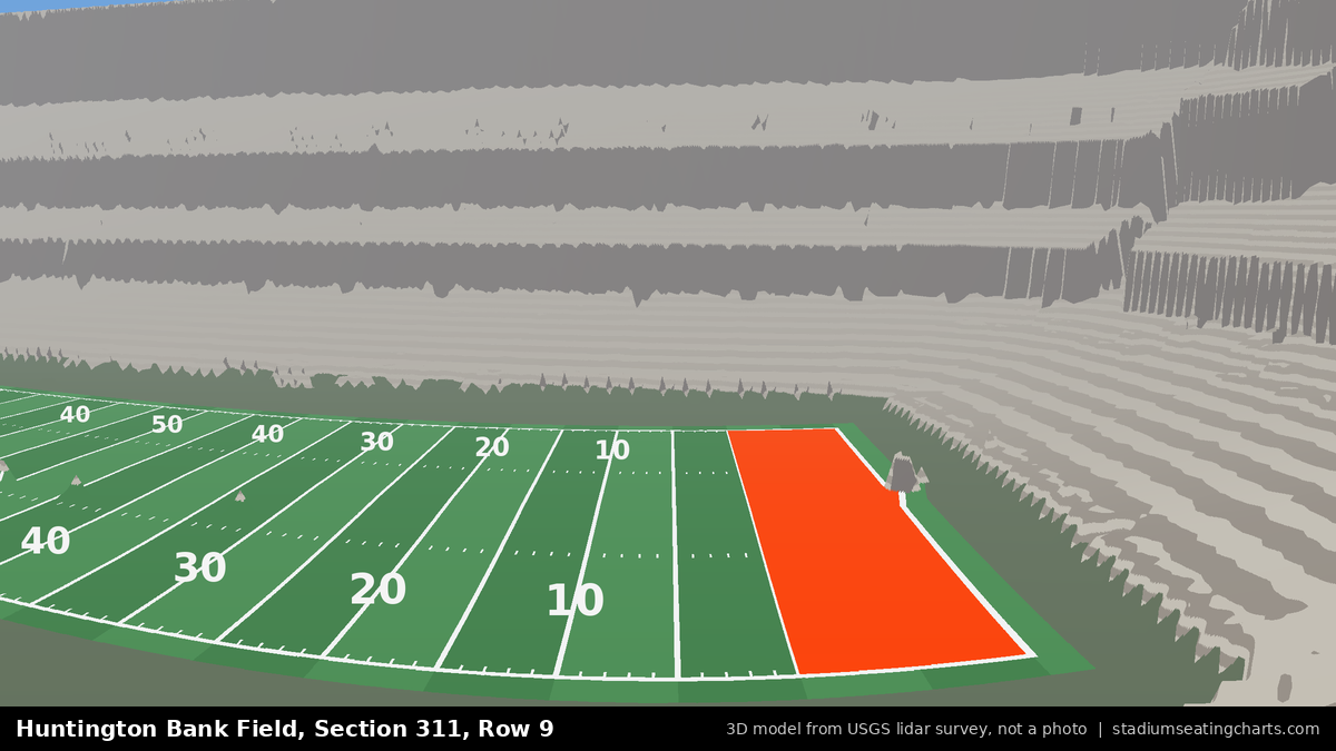 View from Huntington Bank Field Section 311, Row 9, looking toward the field