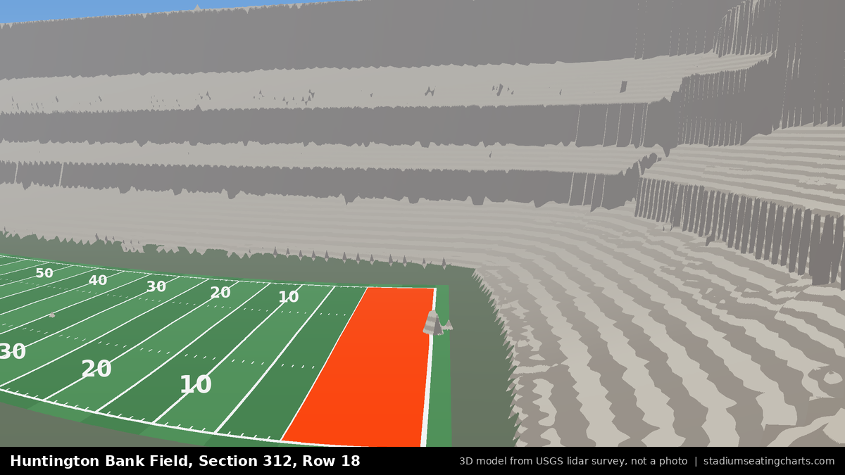 View from Huntington Bank Field Section 312, Row 18, looking toward the field