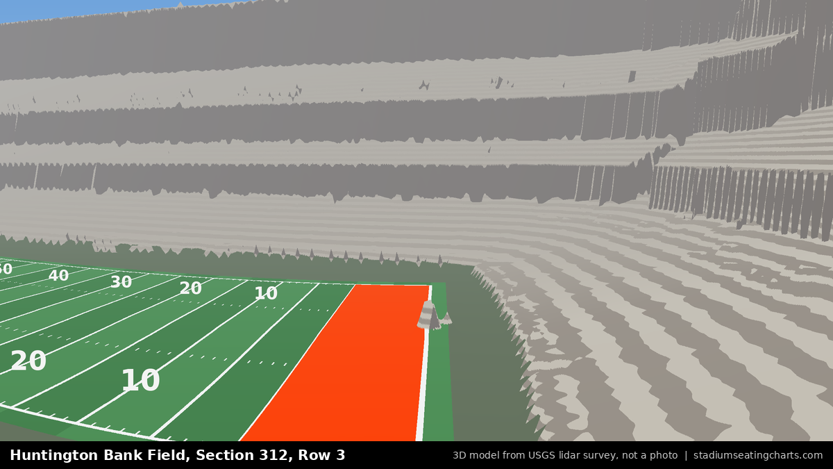 View from Huntington Bank Field Section 312, Row 3, looking toward the field