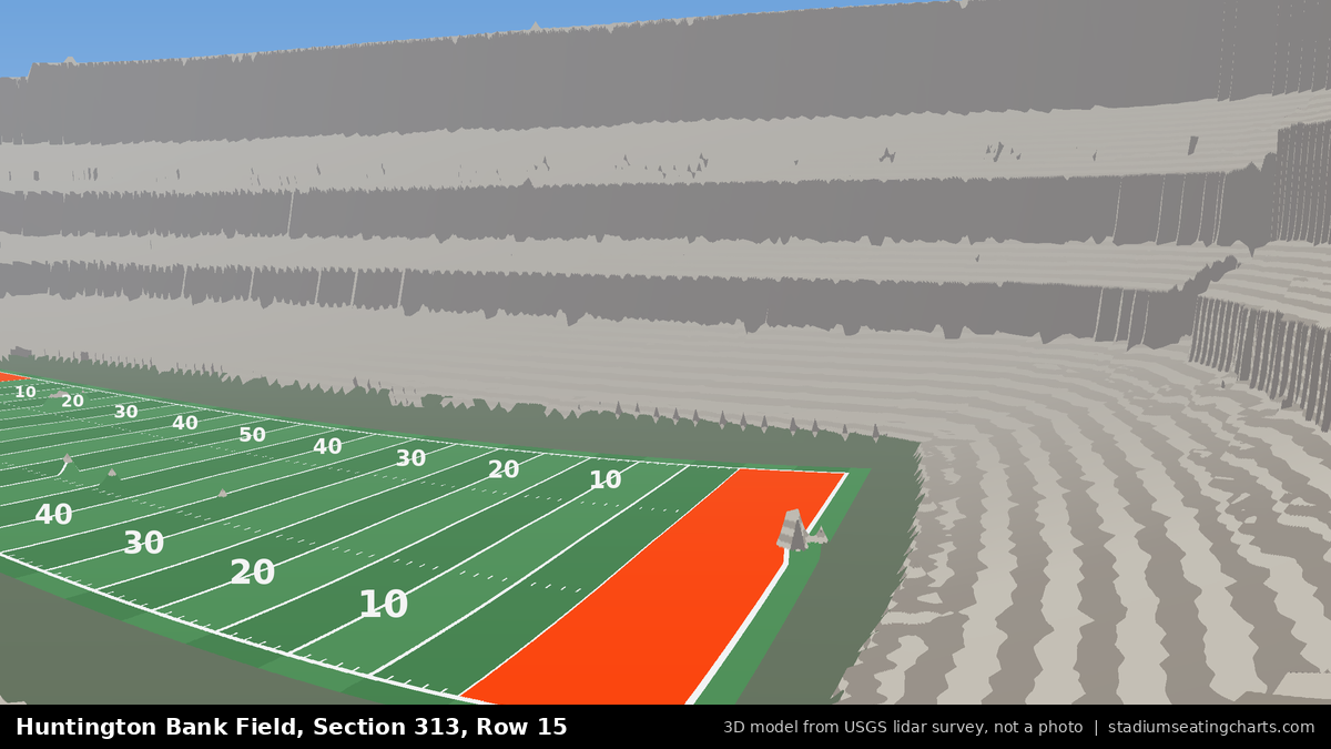 View from Huntington Bank Field Section 313, Row 15, looking toward the field