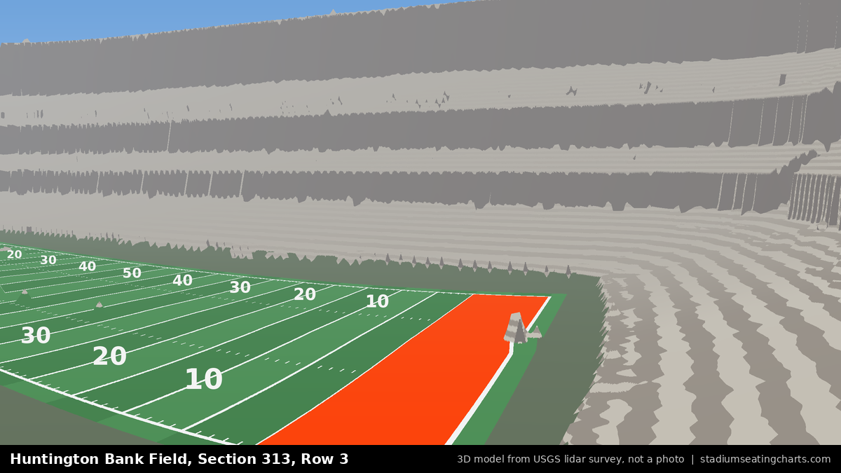 View from Huntington Bank Field Section 313, Row 3, looking toward the field
