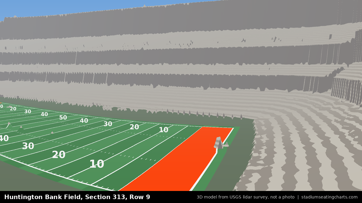 View from Huntington Bank Field Section 313, Row 9, looking toward the field