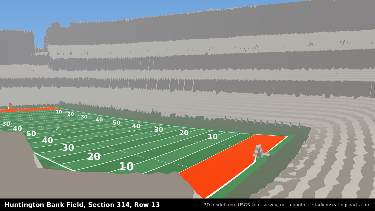 View from Huntington Bank Field Section 314, Row 13, looking toward the field