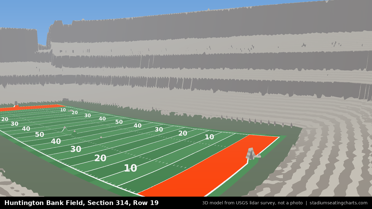 View from Huntington Bank Field Section 314, Row 19, looking toward the field