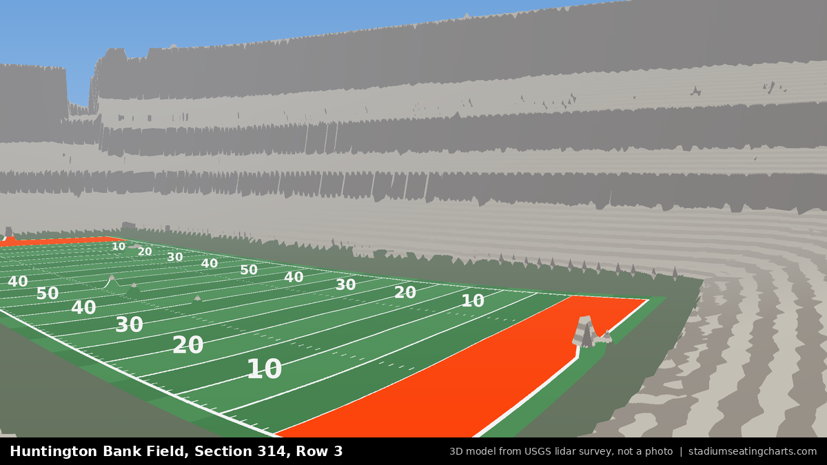 View from Huntington Bank Field Section 314, Row 3, looking toward the field