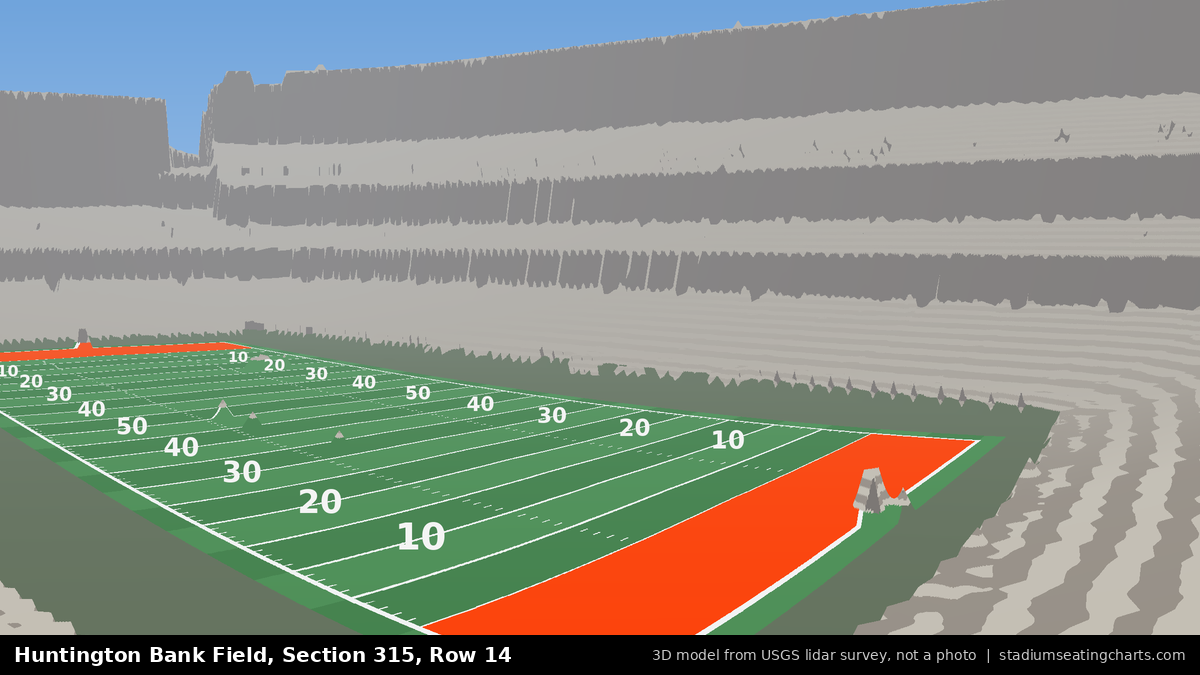 View from Huntington Bank Field Section 315, Row 14, looking toward the field