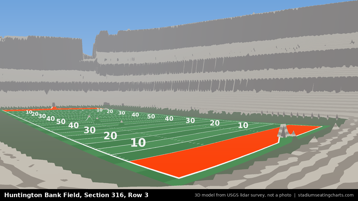 View from Huntington Bank Field Section 316, Row 3, looking toward the field