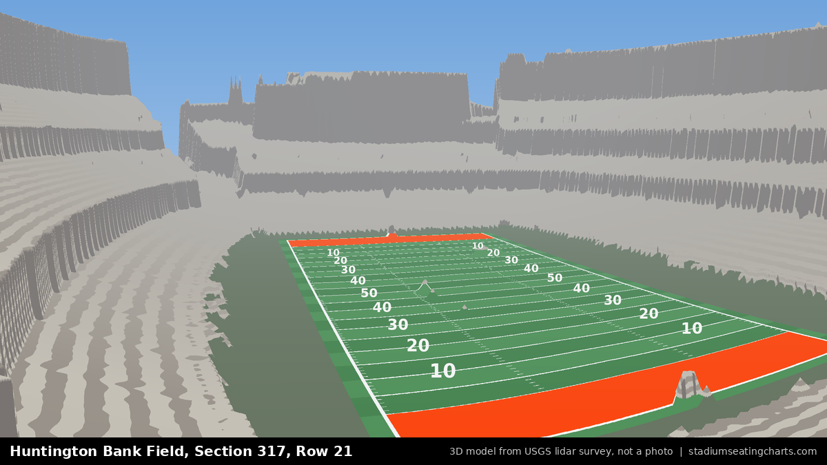 View from Huntington Bank Field Section 317, Row 21, looking toward the field
