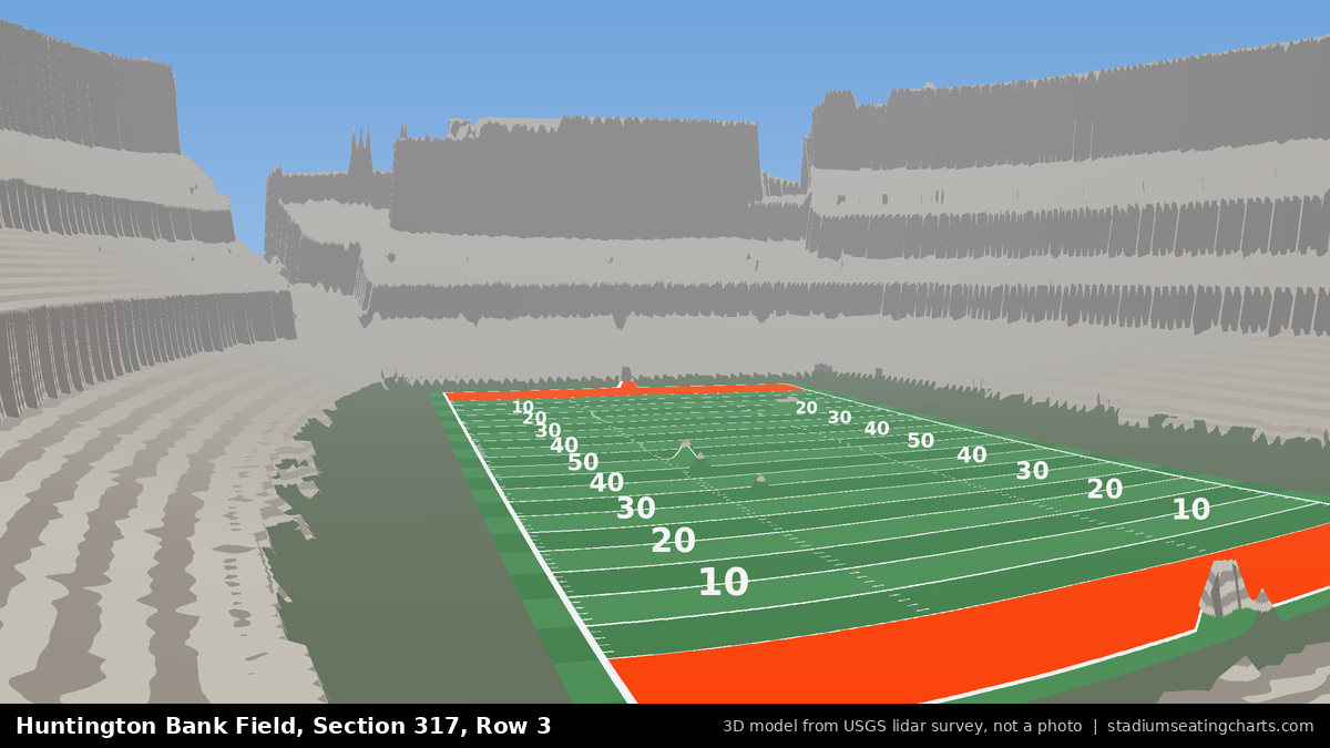 View from Huntington Bank Field Section 317, Row 3, looking toward the field