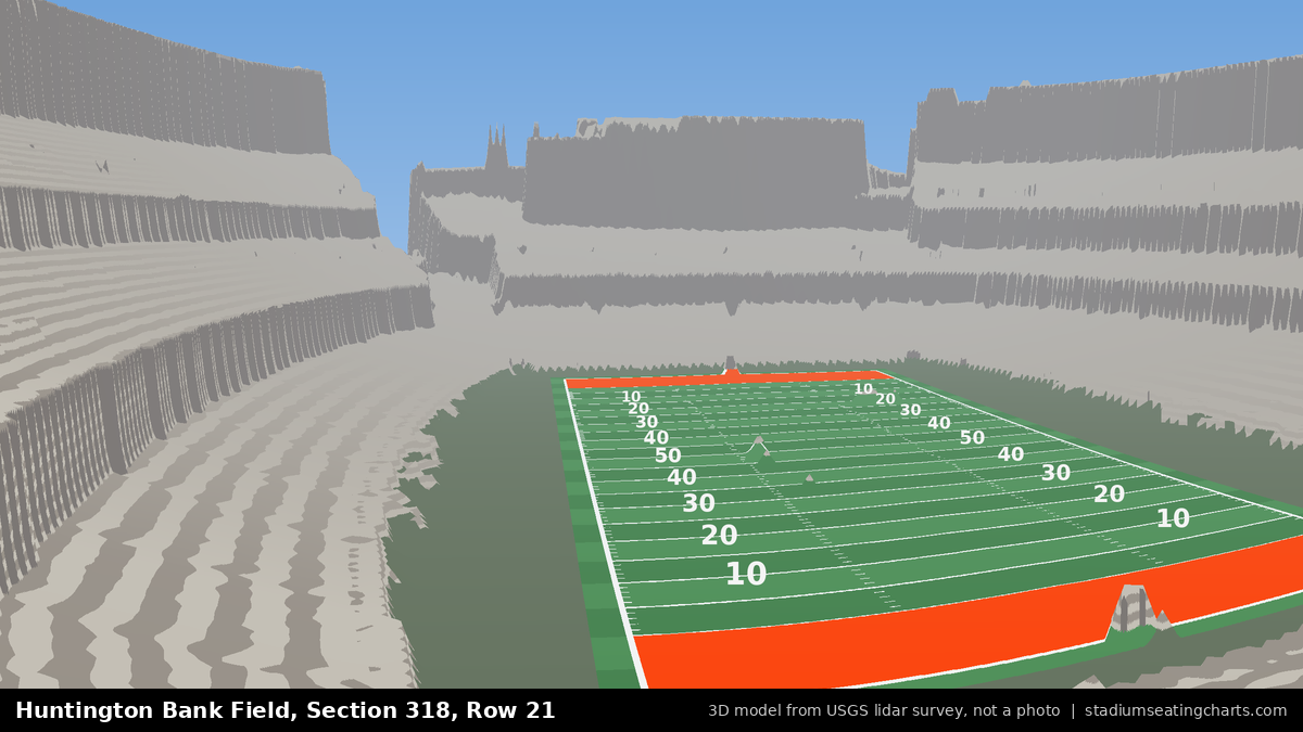 View from Huntington Bank Field Section 318, Row 21, looking toward the field