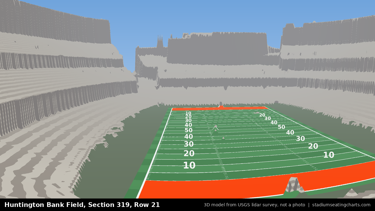 View from Huntington Bank Field Section 319, Row 21, looking toward the field