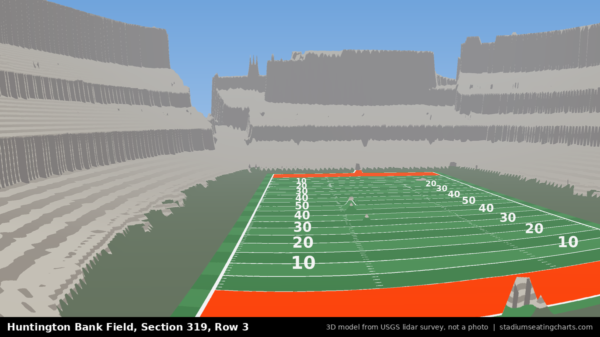 View from Huntington Bank Field Section 319, Row 3, looking toward the field