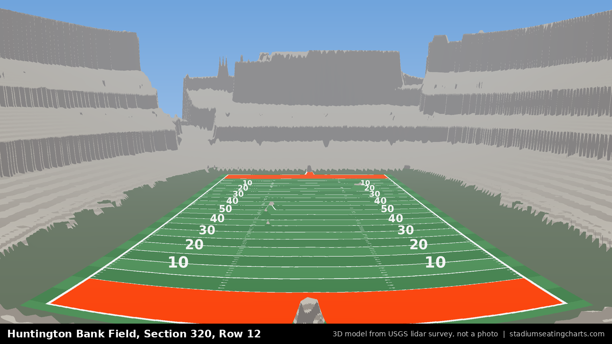 View from Huntington Bank Field Section 320, Row 12, looking toward the field