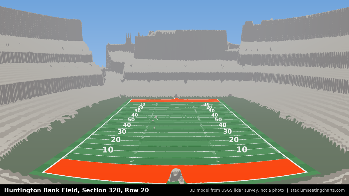 View from Huntington Bank Field Section 320, Row 20, looking toward the field