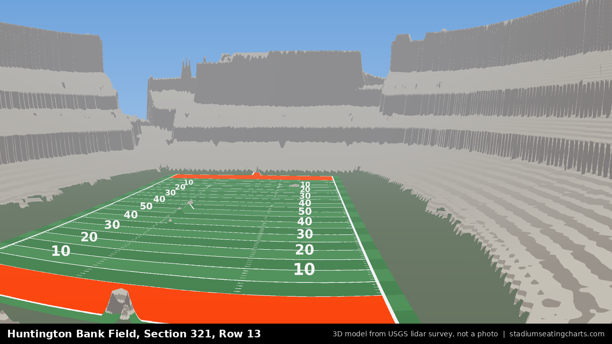 View from Huntington Bank Field Section 321, Row 13, looking toward the field