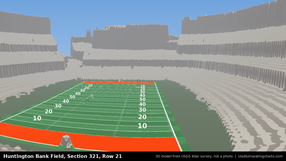 View from Huntington Bank Field Section 321, Row 21, looking toward the field