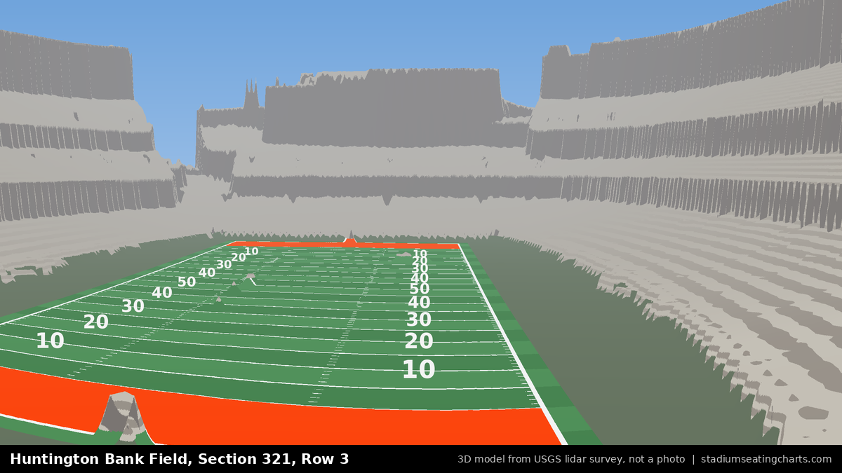 View from Huntington Bank Field Section 321, Row 3, looking toward the field