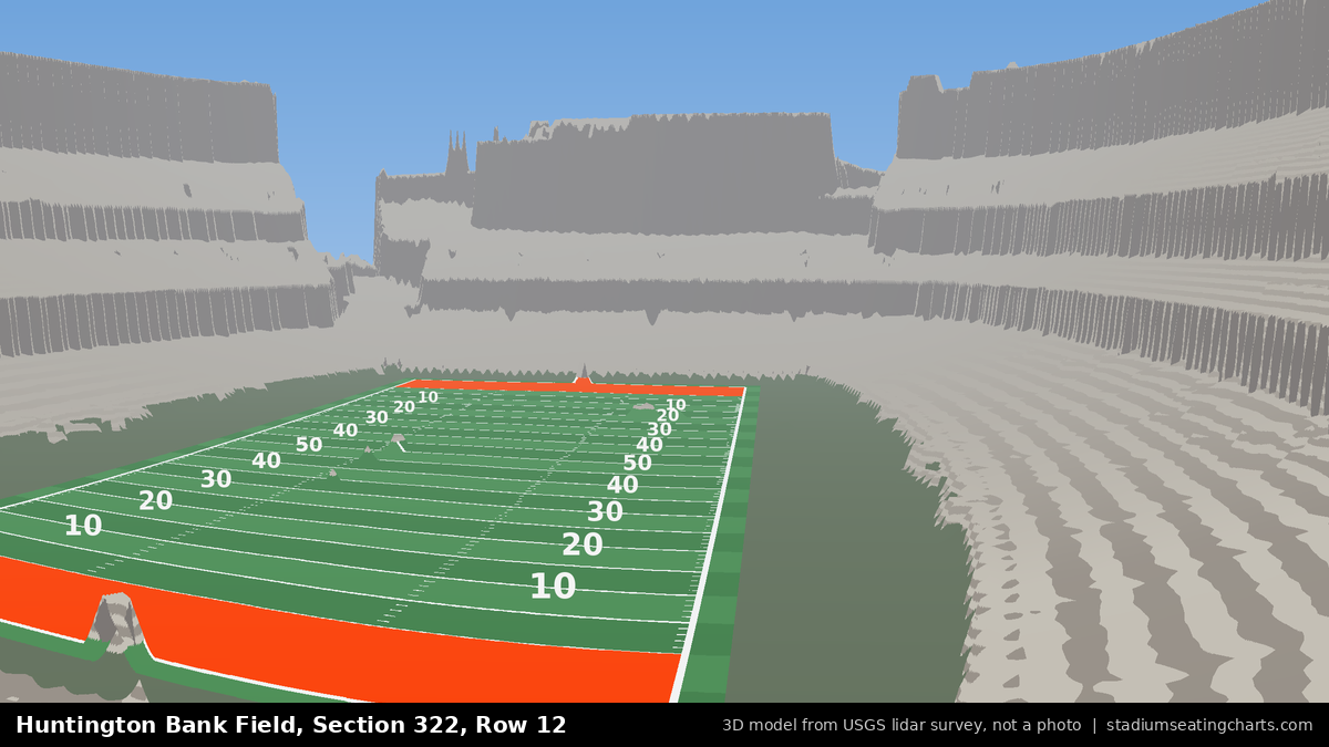 View from Huntington Bank Field Section 322, Row 12, looking toward the field